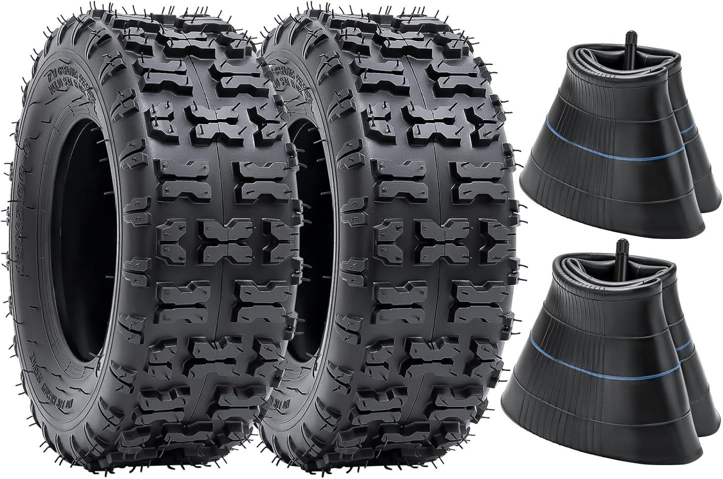 2 PCS13x5.00-6 Tires and 13X5.0-6(5.0/4.0-6) Inner Tubes for 4 Wheelers ATV,Quad Lawn, Mower, Wheelbarrows, Go Kart,Snow Blower, Tractors, Hand Trucks, Trolleys, Mini Bike Tires (P-094)