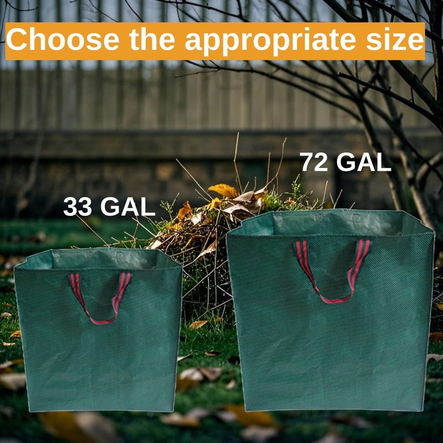 Heavy Duty 33-Gallon Leaf Bag – Reusable Standable Yard Waste Bag with Reinforced Handles, Foldable for Spring Cleanup, Lawn, Garden, Camping & Debris Collection