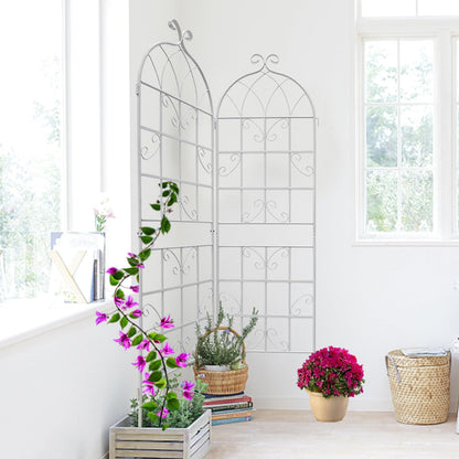 Metal Garden Trellis Rustproof Trellis for Climbing Plants Outdoor Flower Support Butterfly Deco (Cream White-4 Pack, 71"x19.7")