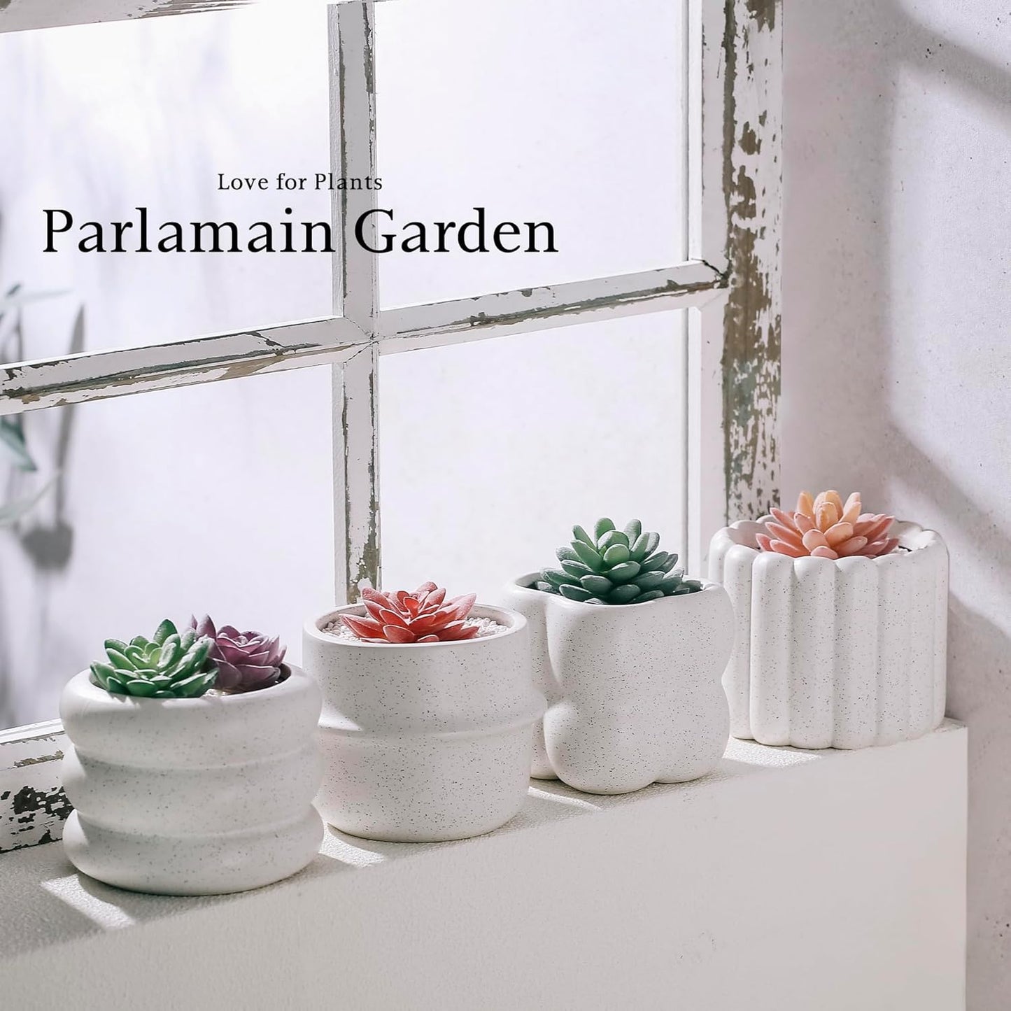Ceramic Succulent Pots Set of 4 Small Planters for Indoor Plants 4x4 Inch Decorative Plant Pots Modern Home Decor