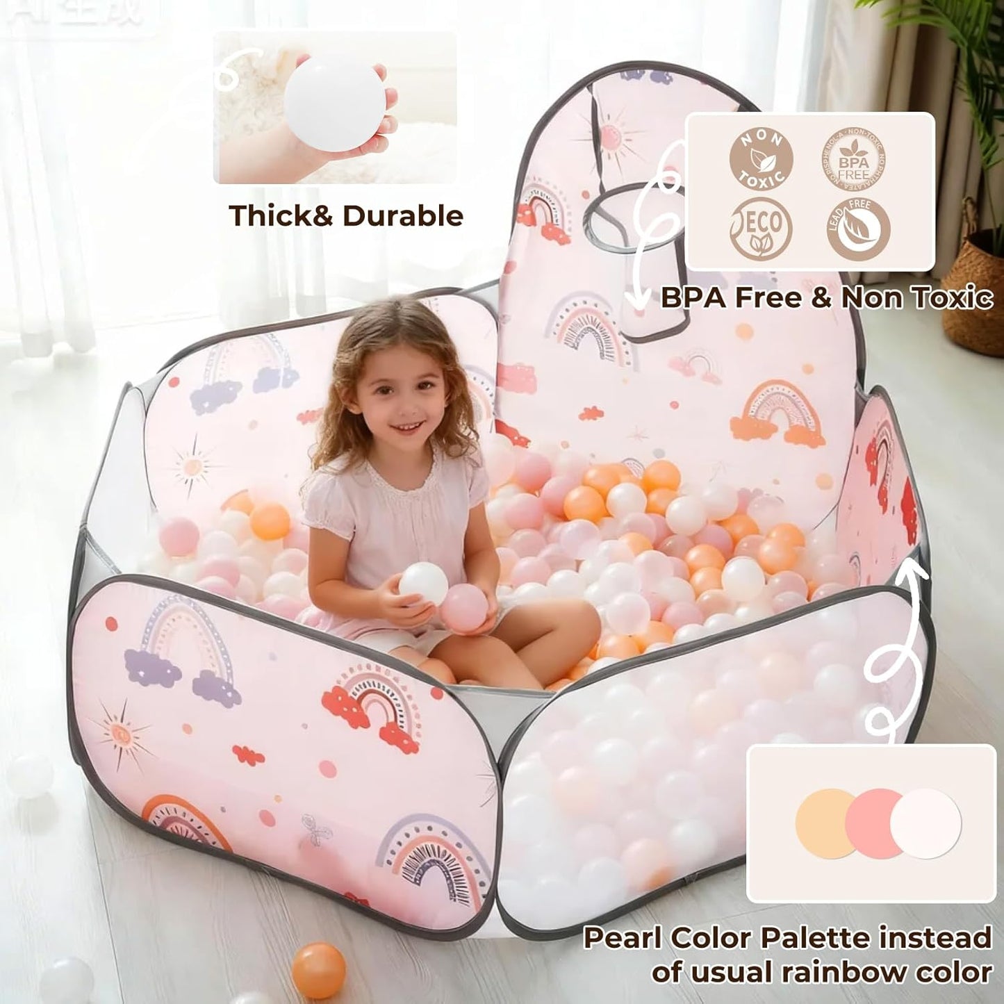 TRENDPLAY Plastic Balls for Ball Pits 2.2 Inch, Pack of 50 100 200 500 Hollow Balls, Perfect for Toddler Baby Pools,Party,Festival Decoration