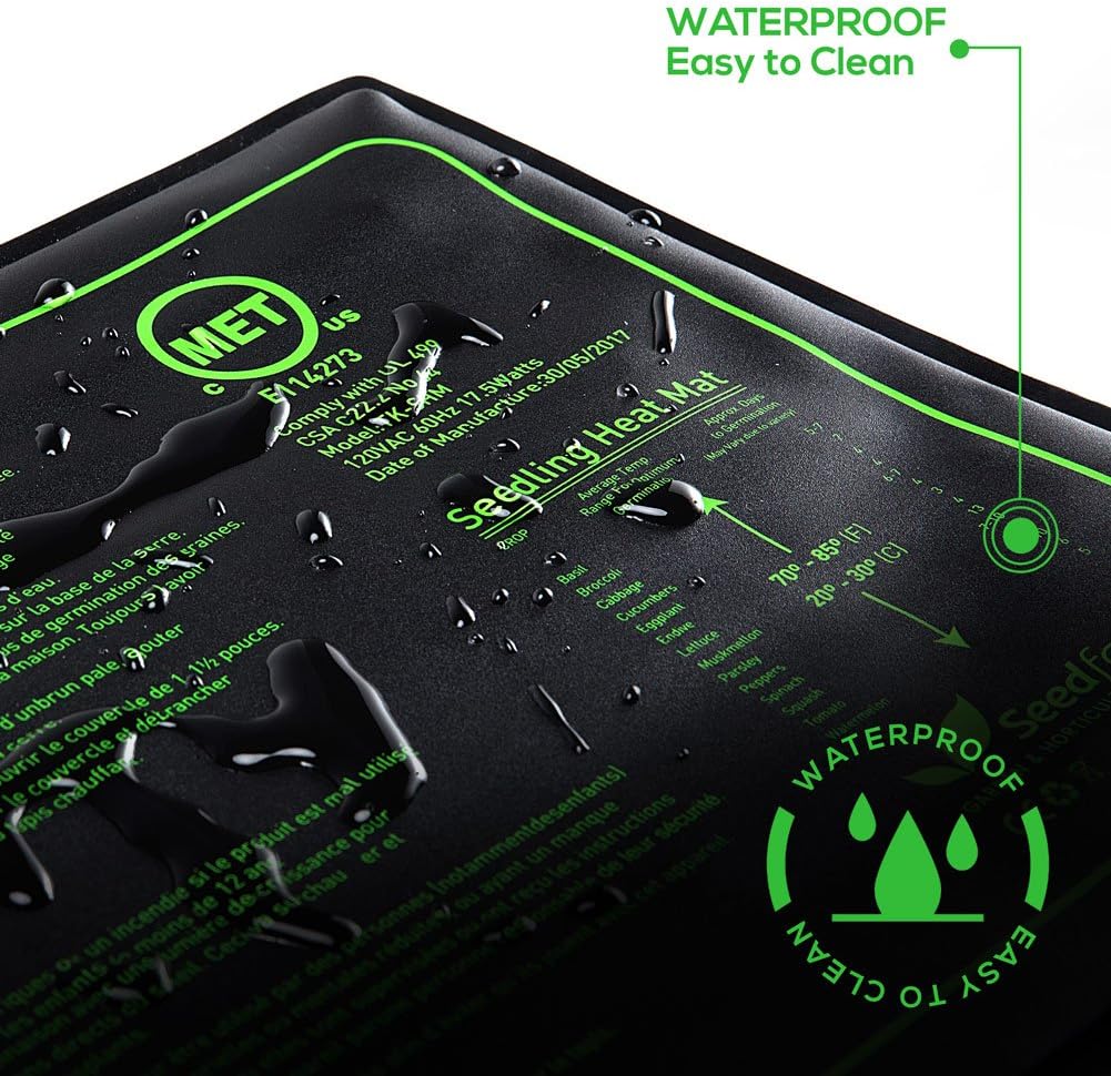 MET Certified 8 Pack Seedling Heat Mat, Seedfactor Waterproof Durable Germination Station Heat Mat, Warm Hydroponic Heating Pad for Indoor Home Gardening Seed Starter