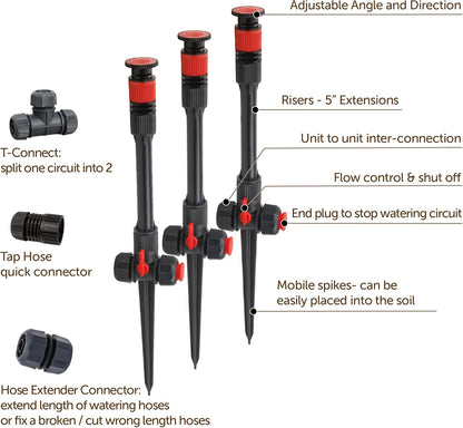 Eden 96093 Multi-Adjustable Flex Design Garden Sprinkler with Extension Set, Great for DIY Gardening Product