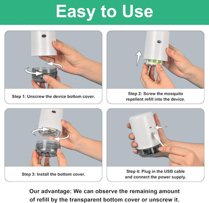 Mosquito Repeller, USB Electronic Mosquito Repeller Indoor Use, Includes 280 Hr Repellent Refill for Home, Bedroom, Office