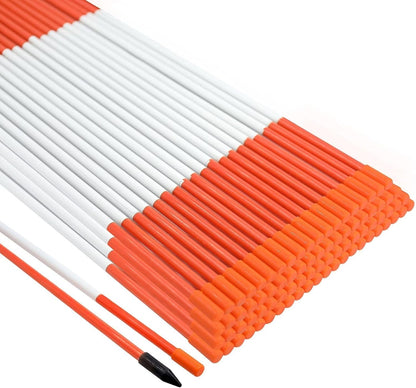 Growsun Driveway Marker 5ft Orange Fiberglass 5/16 inch Dia Snow Fence Reflective Plow Stakes for Yard Walkways Parking Lots Safety Rods Edge, 100 Pack