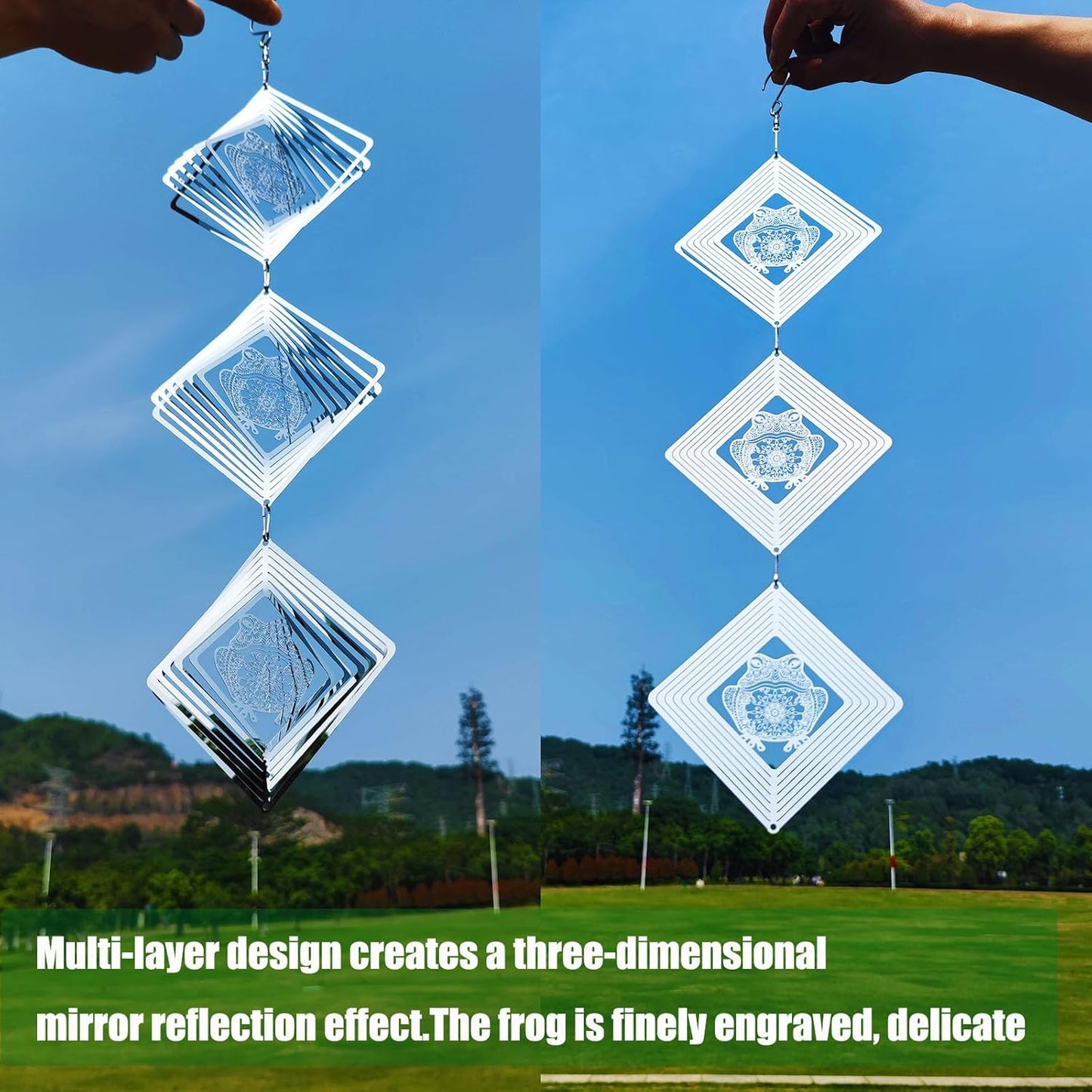 Bird Deterrents for Outside, Reflective Stainless Steel Bird Scare, Frog Wind Spinners Outdoor Garden Decor, Bird Scare Devices to Keep Woodpeckers, Pigeons Away from Your House, Patio, Orchards