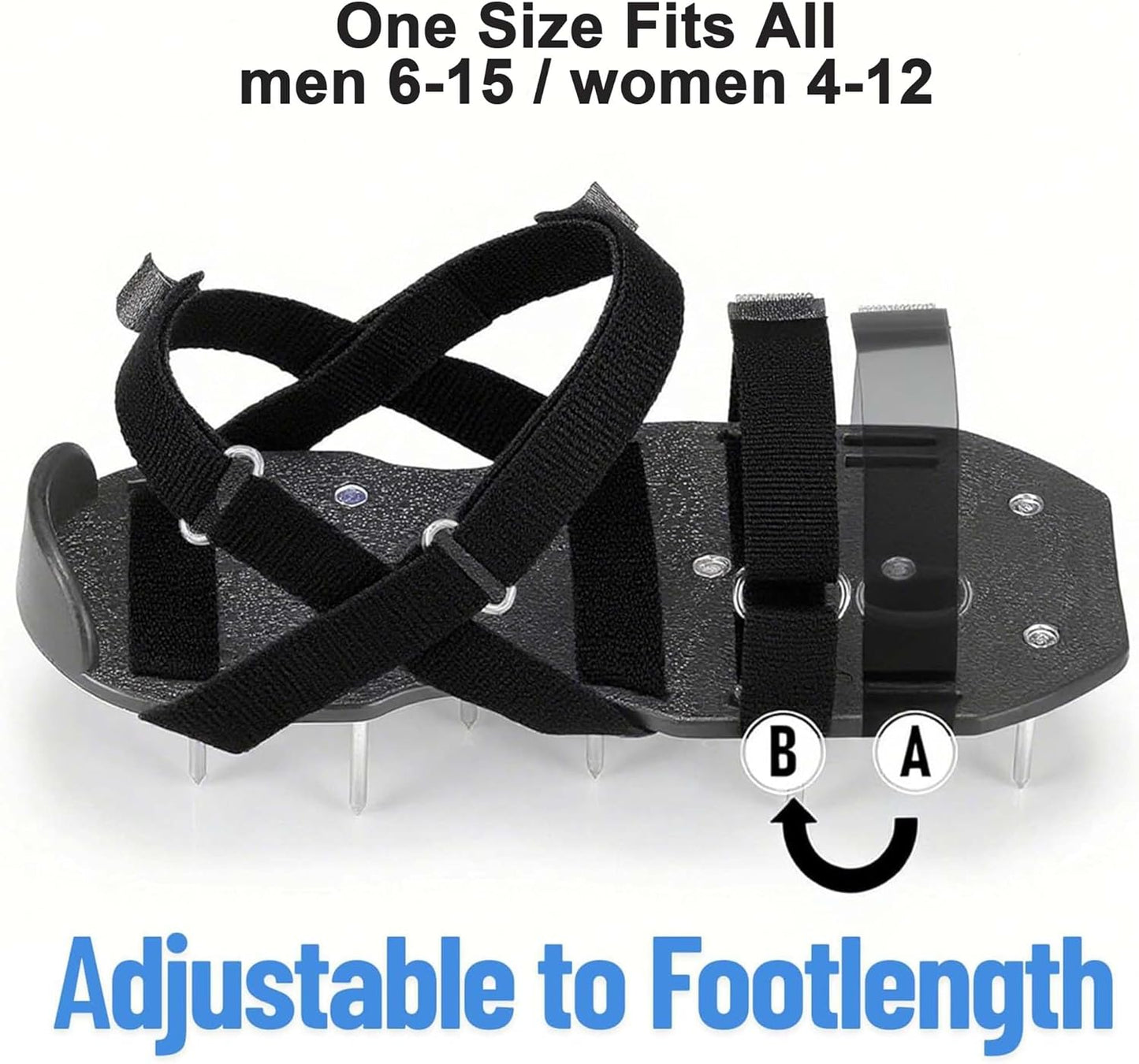 Lawn Aerator Shoes with Hook & Loop Straps with Shovel for Grass, Heavy Duty Spiked Aerating Sandals for Yard Patio Lawn Garden, Aerator Lawn Tool or Screed Shoes, One Size Fits All, Black Epoxy Shoes