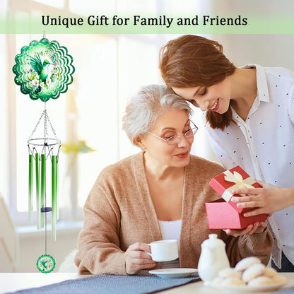 Hummingbird Wind Chimes with Wind Spinner, Christmas Birthday Gifts for Women Mom Friends Teacher, Humming Bird Windchimes, Outdoor Hanging Decor Clearance for Garden Patio Backyard Porch
