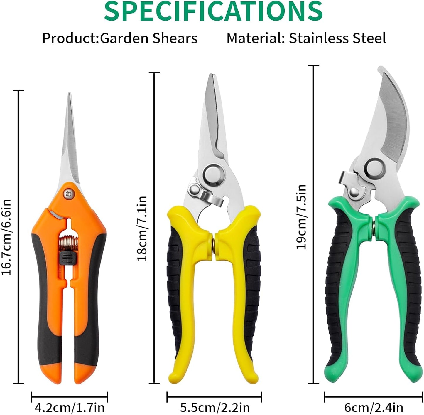 Garden Pruning Shears 3 Pack Gardening Shears Garden Scissors Stainless Steel Plant Flower Scissors Clippers Pruning Shears tijeras de jardinería