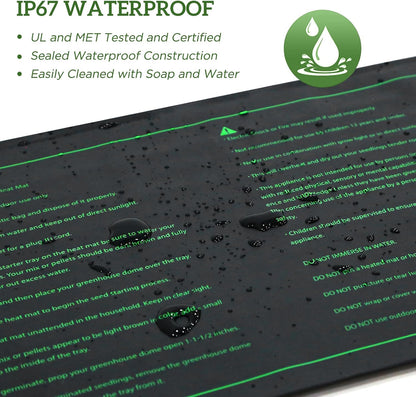 EAGLE PEAK 2 Pack Waterproof Seedling Heat Mat 10” x 20”, UL & MET-Certified Heating Pad for Seed Starting, Seed Germination, Warm Hydroponic Gardening Heating Pad, Contains (2) Warming Mats