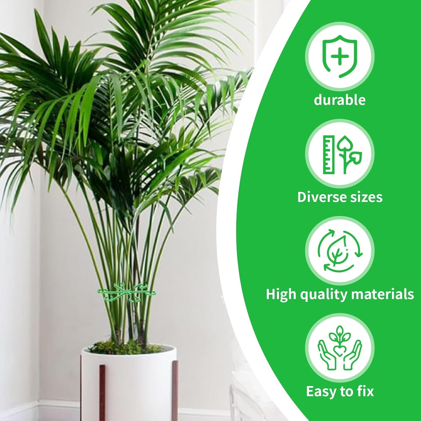 16pcs Climbing Houseplant Stem Supports,Plant Stems Supports for Indoor Plants with 4 Sizes,Reusable Plant stabilizer,Plants Accessories Stems Hook Growth for PlantsGarden (Green)