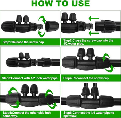 20 Pcs 1/2 Inch to1/4 Inch Drip Irrigation Tubing Fittings,Irrigation Hose Connectors,Lock Barbed Tee 4 Way for Lawn Plant Garden Watering System,Drip Irrigation System (1/2'' ID x 0.60''-0.63'' OD)