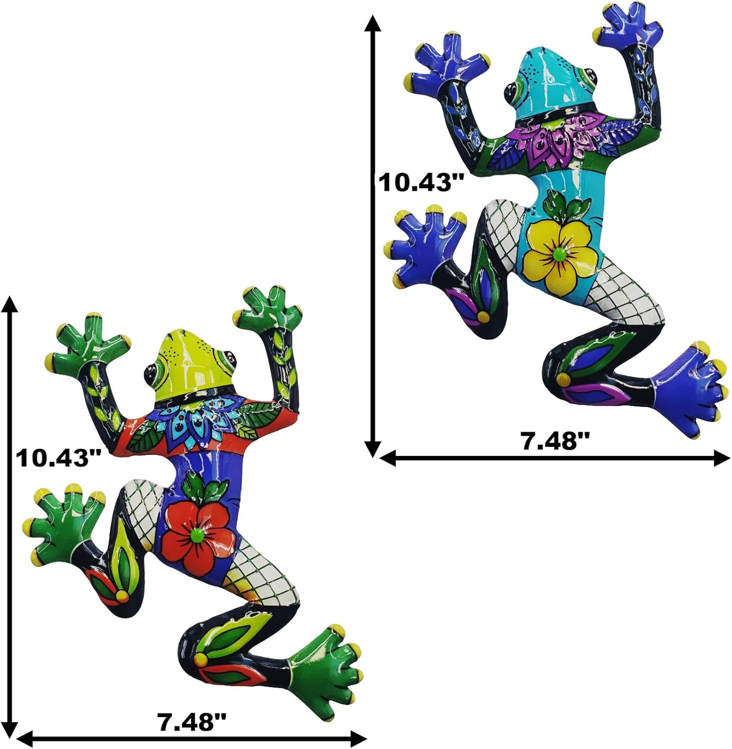John's Studio 2Pcs Metal Frog Wall Decor Outdoor Garden Hanging Art Sculptures Home Ocean Theme Decorations for Kitchen Bathroom and Pool