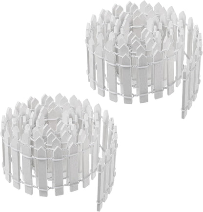 2pcs Mini Picket Fence, 34in Long Wooden Decorative Picket, Micro Landscape Little Ornaments for DIY Plant Pot House Home Dollhouse Outdoor Diorama Project(White)