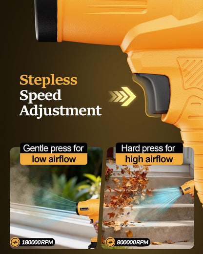 Electric Leaf Blower Cordless,800000RPM Adjustable Gear Handheld Leaf Blower with 2 * 4.0Ah Batteries and Charger Included.Power blowers for Lawn Debris.