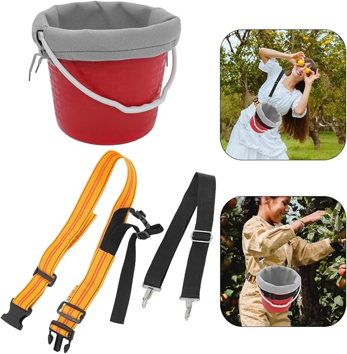 Portable Fruit Picker Basket with Adjustable Strap, Fruit Picker Pole Tool for Harvesting Cherries Blueberries and Tomatoes