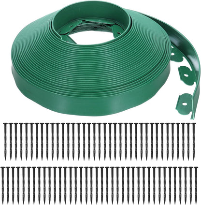 uxcell Landscape Edging, 1Pcs 80FT x 2" - No Dig Garden Edging Kit with 75 Stakes, Landscape Edging Border for Garden Lawn Flower Bed Yard Grass (Green)