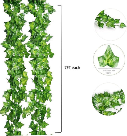 Unilove 84 feet 12 Pack Fake Vines Artificial Ivy Leaves Plants Hanging Greenery Plant Garland for Bedroom Office Wall Decor Indoor Outdoors (84Ft Ivy Leaves)