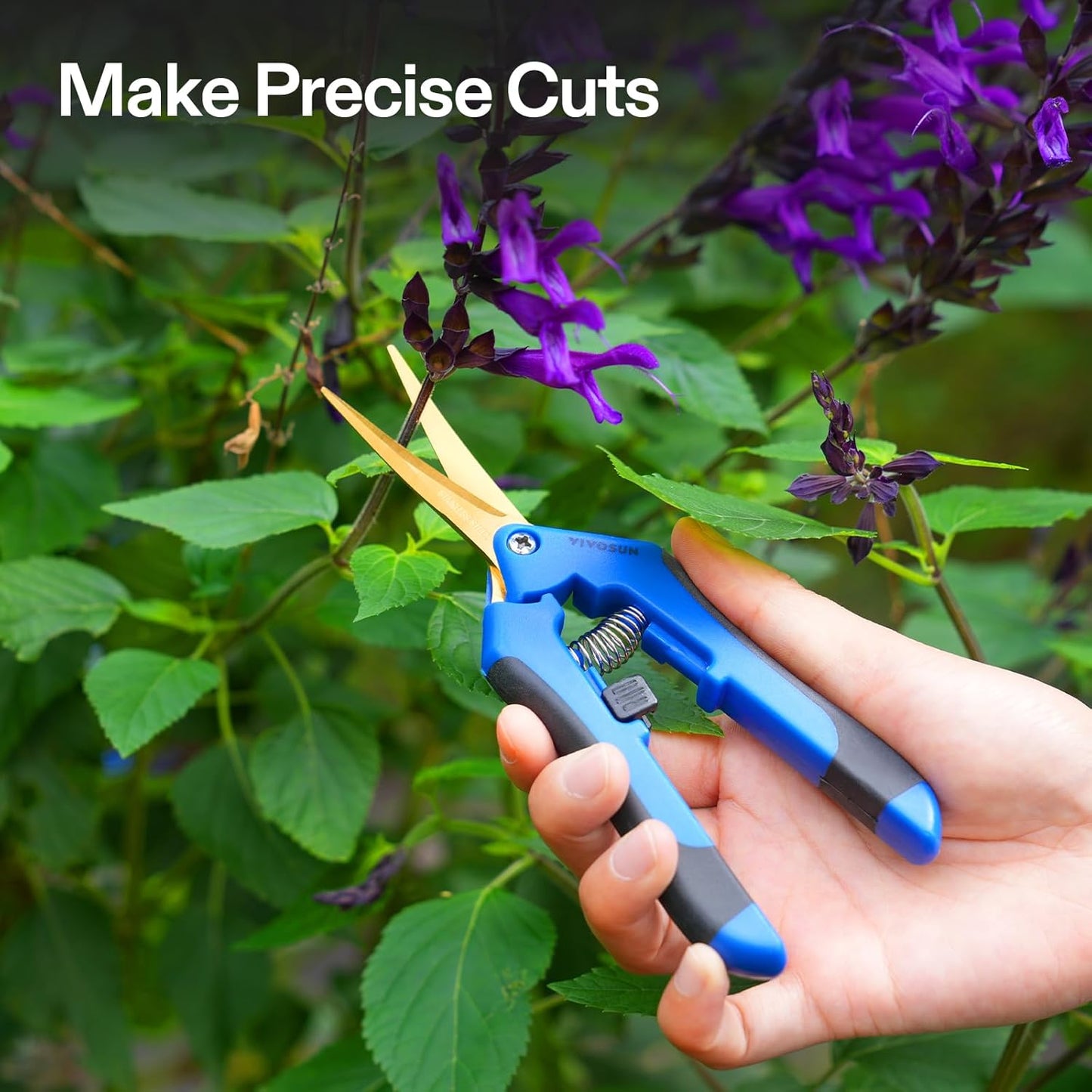 VIVOSUN 3-Pack 6.5 Inch Gardening Scissors Hand Pruner Pruning Shear with Titanium Coated Curved Precision Blades