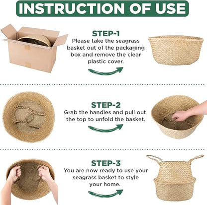 Tree Basket – Wicker Seagrass Planter for Tall Indoor Fake Olive House Plants, Decorative Rattan Baskets for 7-8 Inch Small Plant Pots (Original, Medium)