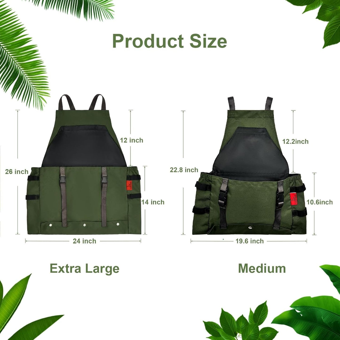 Extra Size Gardening Apron Waterproof Cross Back Apron Women, 600D Polyester Heavy Duty Men Apron Harvest Bag