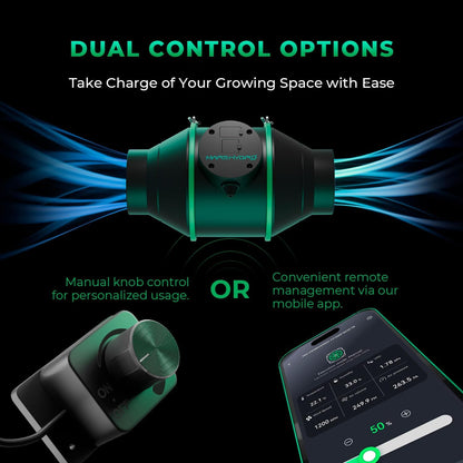 MARS HYDRO 2025 New Version iFresh 6 Inch Smart Inline Fan Combo, with Variable Speed Controller, for Heating Cooling Booster, Grow Tents