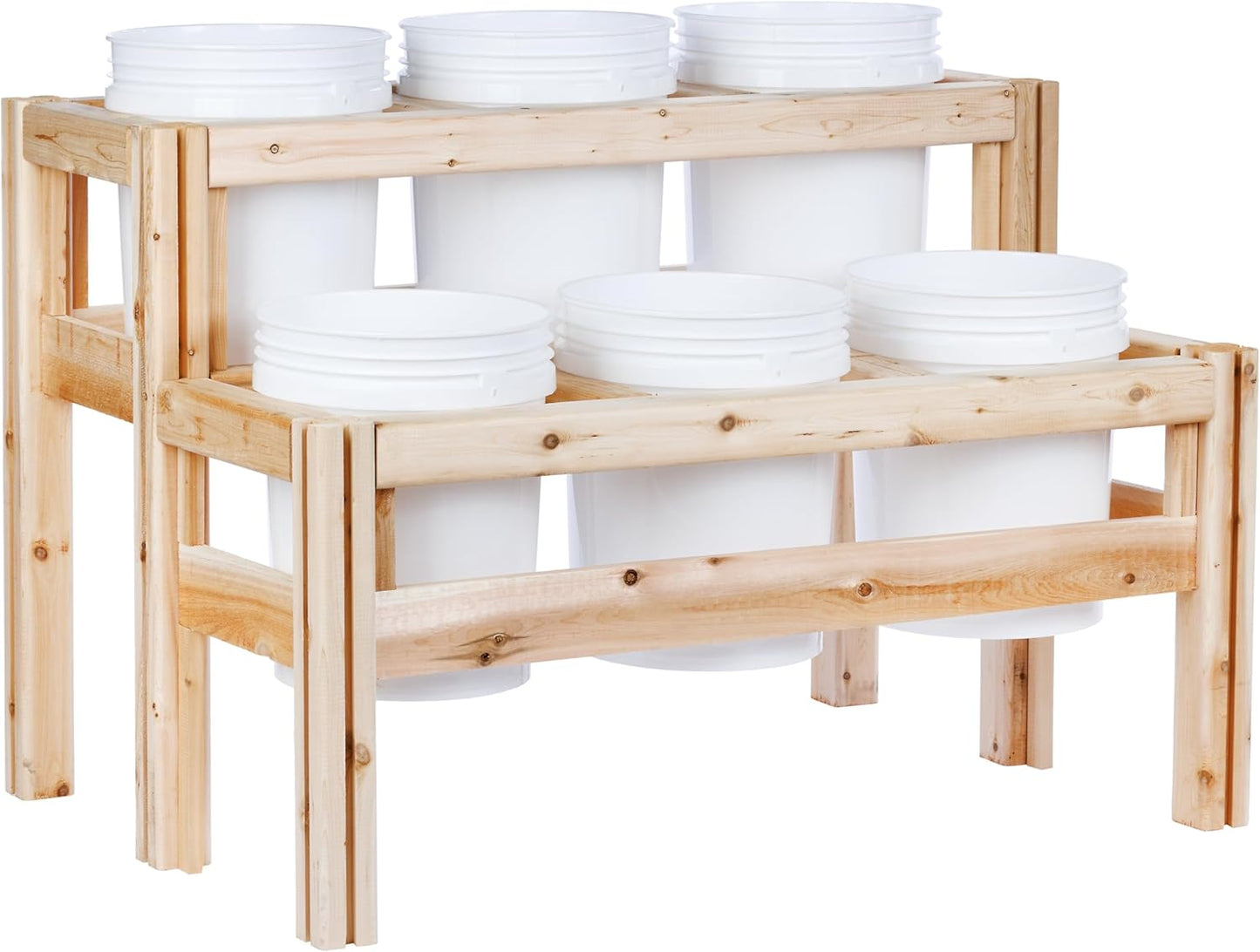 Greenes Fence Two-Tiers Six Bucket Elevated Cedar Wood Garden Frame, 43 in. x 30 in. x 30 in. - Made in USA with North American Cedar
