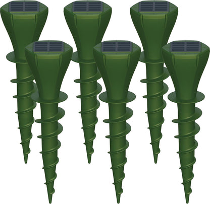 6 Packs Solar Mole Repellers, Gopher Deterrent Device with Vibrating Motor & Spiral Drill Ground Stake, IP65 Waterproof Lawn Garden Yard Pest Repellents Driving Away Vole Groundhog Snakes