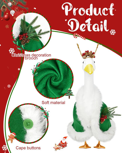 Christmas Porch Goose Outfits - Green Cape Custome Set for 23 inch Porch Goose, Christmas and Winter Outdoor Decor for Lawn, Yard & Garden