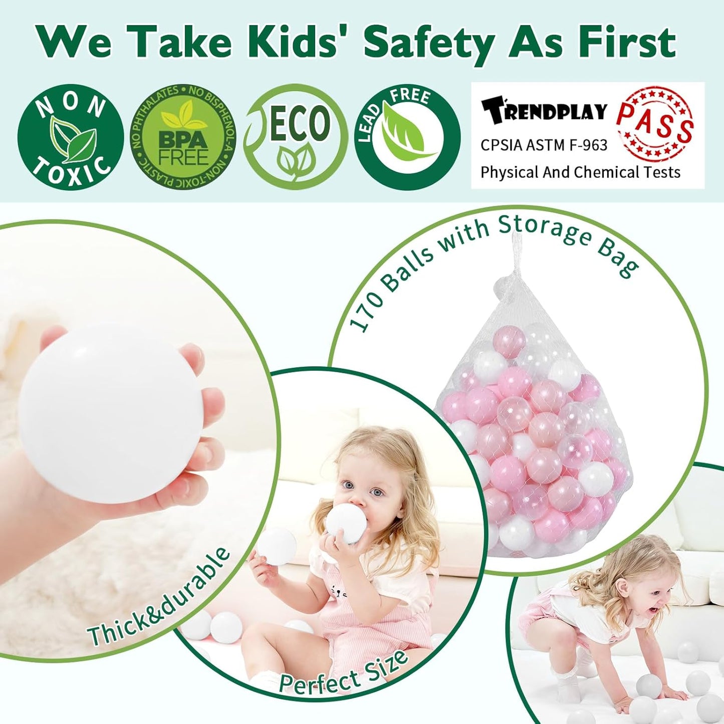 TRENDPLAY Plastic Balls for Ball Pits - Hollow Balls- Safe and Exciting Playtime - Perfect for Baby Pools, Birthday Party Decoration