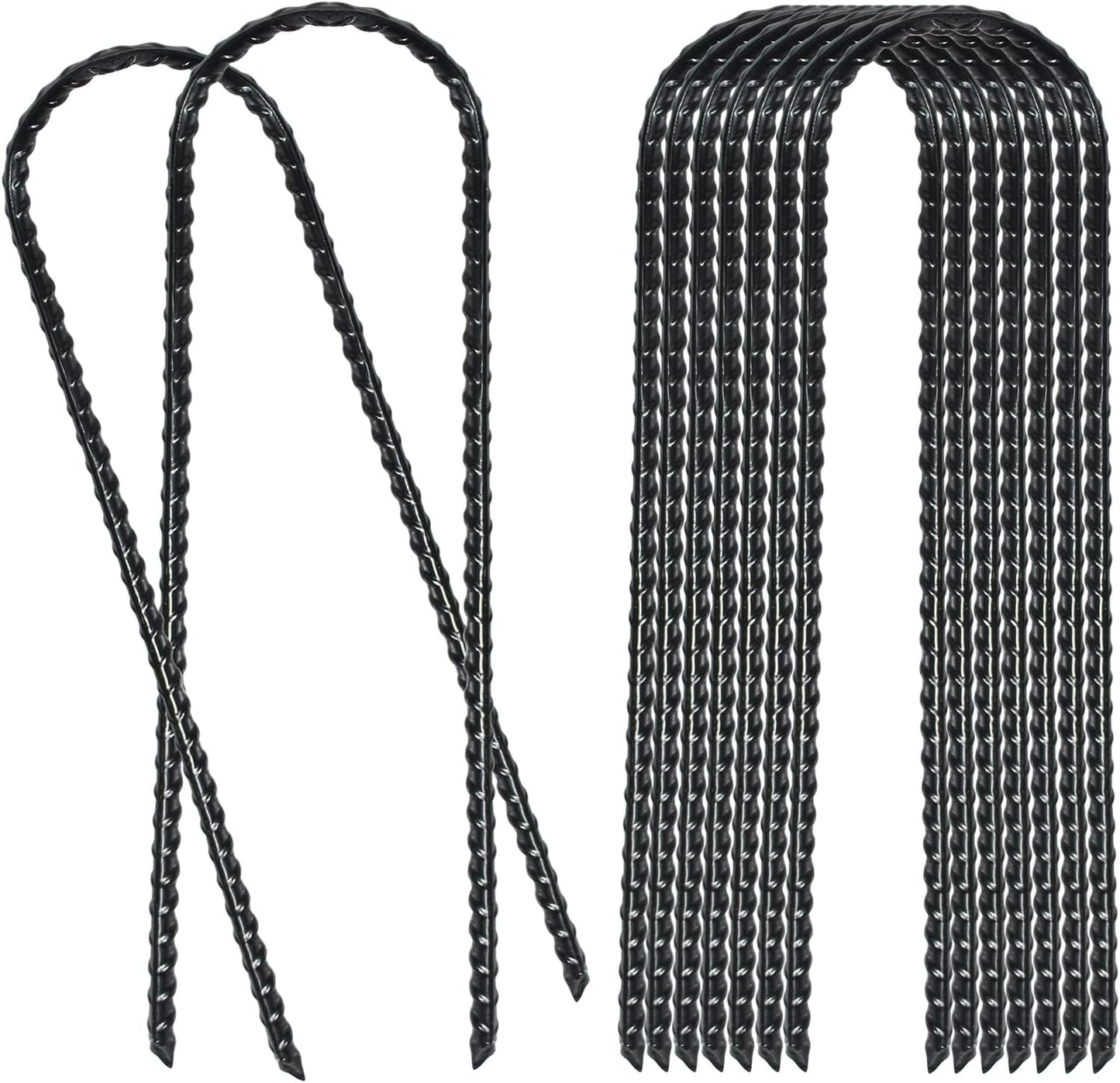 20 Pack 10 Inch Heavy Duty Trampolines Wind Stakes Galvanized Steel Garden Stakes U-Shaped Staples for Landscaping, Camping Tents, Soccer Goals and Garden Decoration