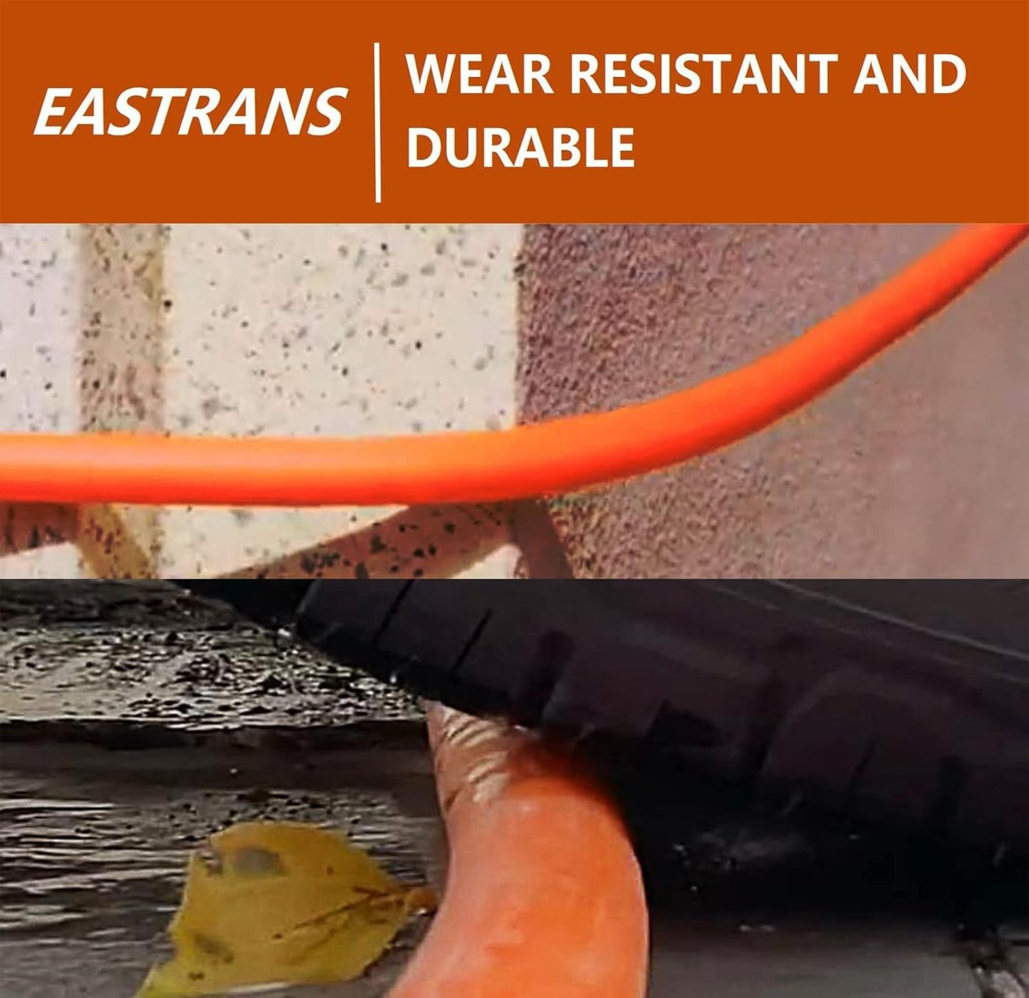 EASTRANS Short Garden Hose 10 ft x 5/8", Heavy Duty Orange Water Hose with Female to Female Brass Connector for All-weather Outdoor