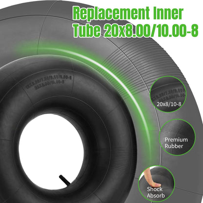 20x8.00-8" 20x10.00-8" Inner Tubes, 2 Pack Heavy Duty Replacement Tire Inner Tubes 20x8-8, 20x10-8 with Straight Valve Stem for Lawn Mowers, Tractors, Hand Trucks, Wheelbarrows, Trolleys, Wagons