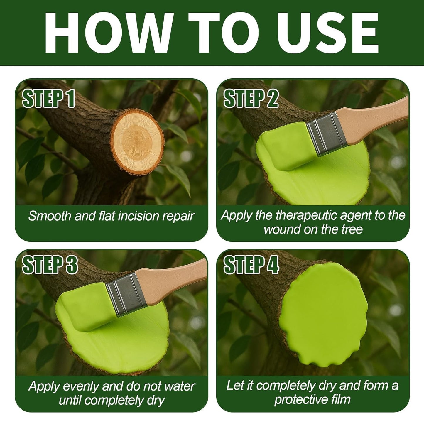 Tree Wound Sealer, 500g Tree Wound Dressing Grafting Wax with Brush, Rapid Protective Film Forming Pruning Sealant for Bonsai, Fruit Trees, Plant Repair, Grafting Paste Tree Paint Protection(17oz)