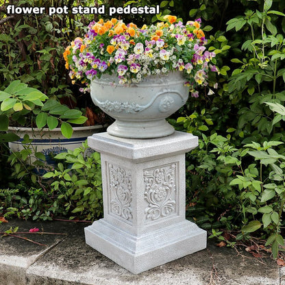 Classic Statuary Stand Outdoor Pedestal Sculpture Decor Plinth Base Riser, Garden or Home Resin Statuary Pedestal, 12.6" Tall, 7.3 Pounds