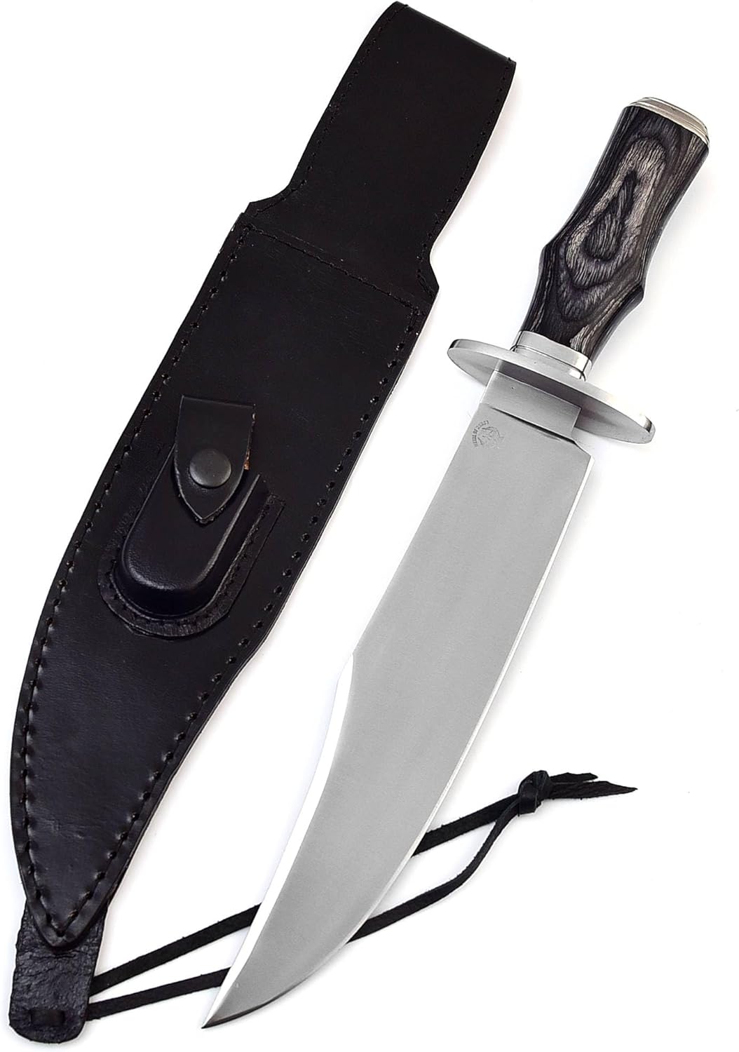 Survival Hunting Knife with Sheath, Handmade 15-inch Full Tang D2 Fixed Blade Tactical Bowie Knife for Camping, Outdoor, Bushcraft with Solid Engineered Wood Handle,Gift for BF/MEN (Grey)