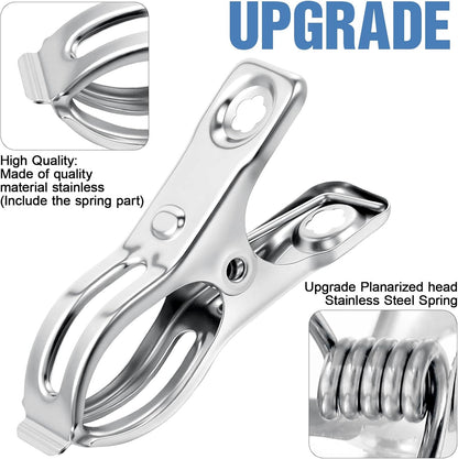 Upgraded 200 PCS Garden Clips, Greenhouse Clamps 100% Stainless Steel Heavy Duty Greenhuose Clips for Netting - Strong Grip to Hold Down Shade Cloth or Plant Cover on Garden Greenhouse Hoops