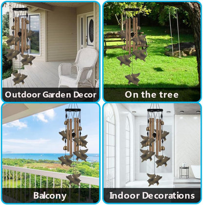 Fly Pigs Wind Chimes Outdoor Decor - with 4 Tubes 5 Pigs Wind Chime, Mobile Romantic Flying Pigs Wind Catcher, Garden Pigs Windchimes for Home, Mom Gifts, Balcony, Tree, Festival, Garden Decoration