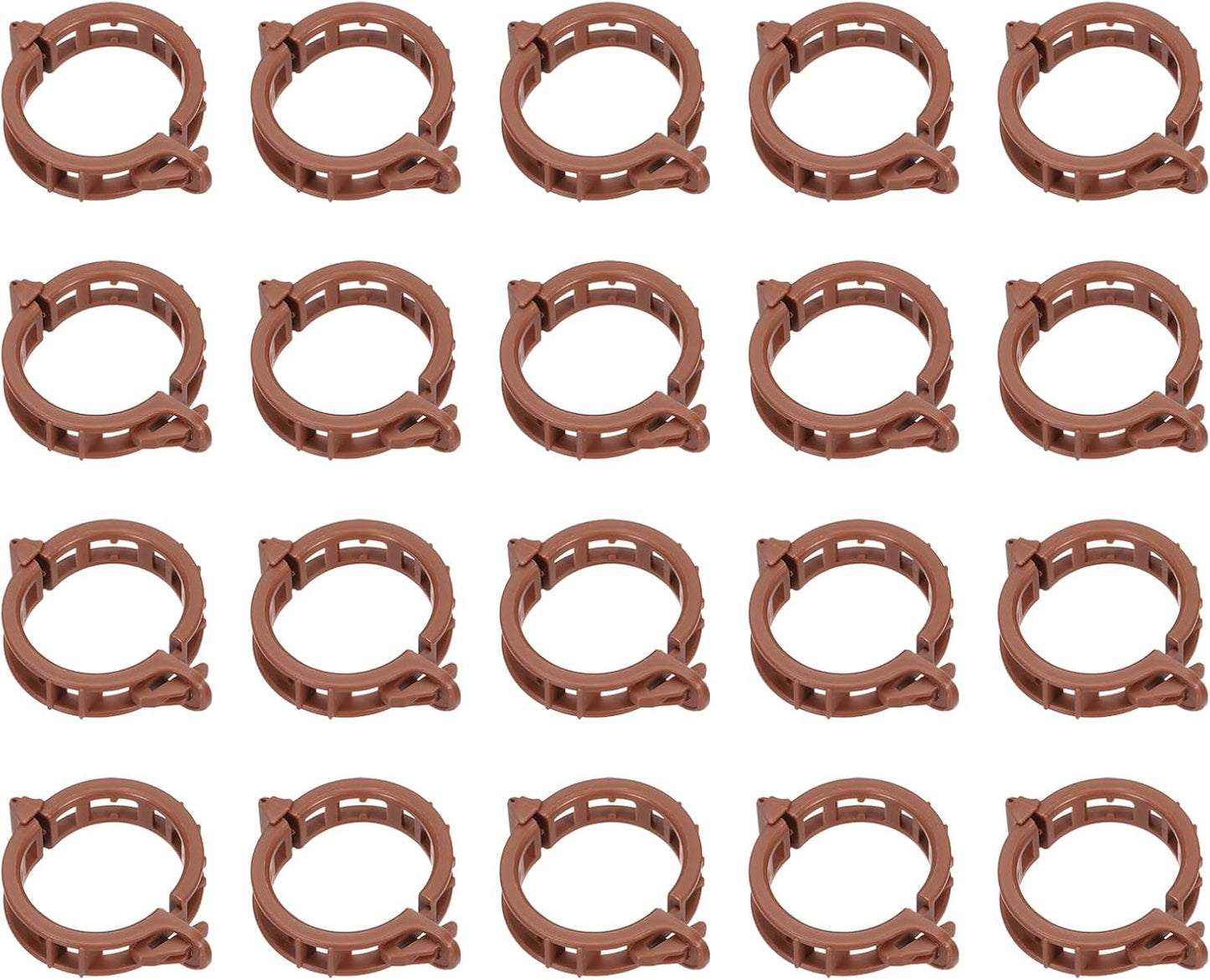 MECCANIXITY 300 Pcs Garden Plant Clips Fixing Clips Brown 30mm Adjusting Plant Lever Loop Clips for Supporting Flower Vine Vegetables Climbing Plant Plant Stems