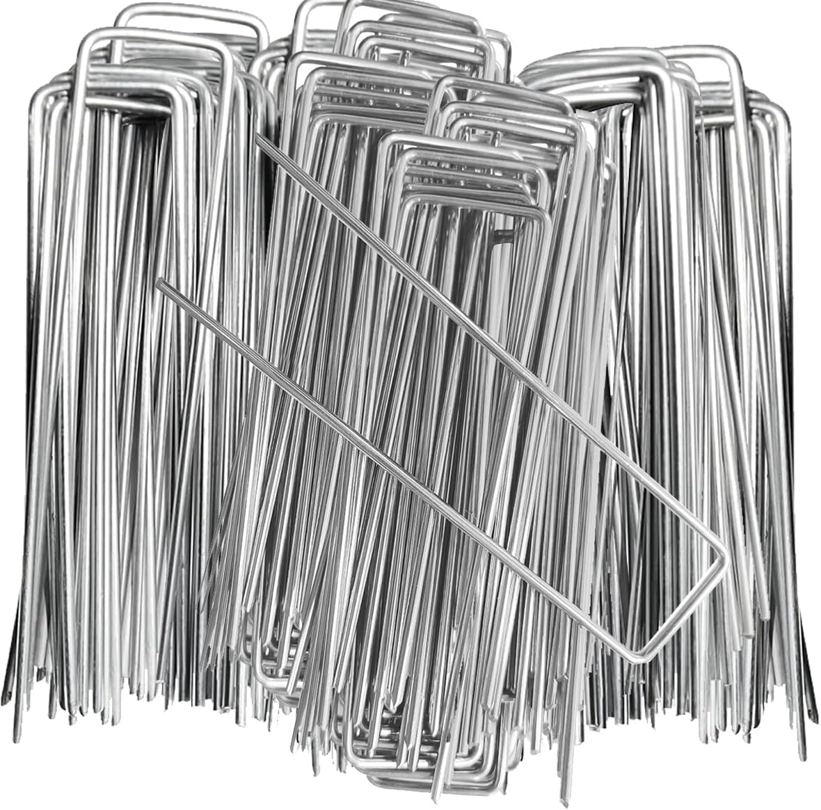 100 Pieces 6 Inch 11 Gauge Galvanized Landscape Staples,Stakes for Outdoor Decorations, Anti-Rust Staples for Weed Barrier Fabric, U-Shaped Tent Stakes