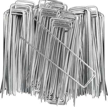 100 Pieces 6 Inch 11 Gauge Galvanized Landscape Staples,Stakes for Outdoor Decorations, Anti-Rust Staples for Weed Barrier Fabric, U-Shaped Tent Stakes