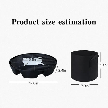 4Pcs Self Watering Pot Base with 1 Plant Grow Bag, Self Watering Pots for Indoor Plants, Plant Saucers, Auto Watering for Plants Indoor - Auto-Irrigation System for 5 Gallon Fabric Pots