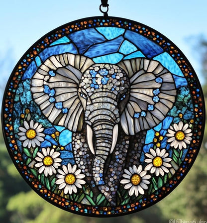 Elephent Flower Acrylic Suncatcher Leaves Window Hanging Flower Home Decor for Lover Gift Mom Sun Catchers Indoor Windown Suncatchers Windows Garden Outdoor