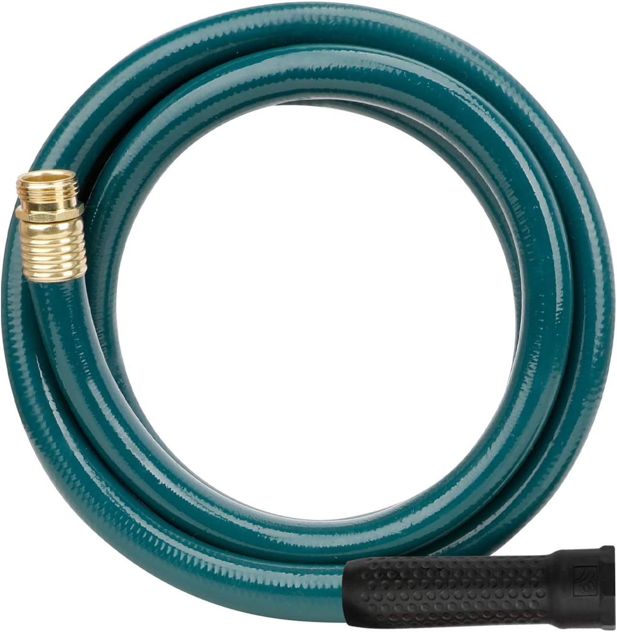 Worth Short Lead-in Green Garden Hose 5/8 in. x 12 ft. -Kink Free, No Leaking, Male/Female Fittings -Heavy Duty Durable Flexible Lightweight Water Pipe -Brass Aluminum Ends for Household & Yard Use