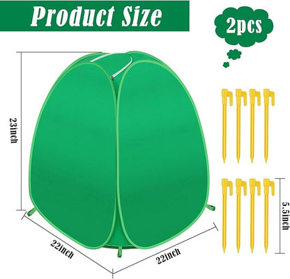 2 Pack Plant Covers Freeze Protection, Pop Up Shrub Frost Covers for Outdoor Plants Warm Plant Protectors Tent for Winter Protecting Fruit Potted Plants and Shrub from Freezing Animals Eating(22x22x23