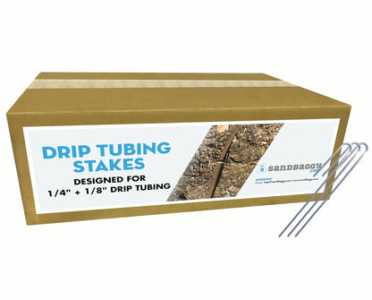 Sandbaggy DRIP TUBING Stakes Landscape Staples | 5 inch Length | Drip Anchors | Landscape Pins | Lawn Nails | Garden Stakes | Hold Drip Tubing Up to 1/4" Diameter | 14-Gauge Standard | Pack of 100