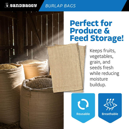 Large Burlap Bags 18" x 30" - Burlap Bags for Planting/Gardening, Plant Covers by Sandbaggy (Pack of 500)