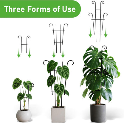 2 Pcs Large Trellis for Potted Plants, Expandable Rust-Proof Metal Garden Trellis, Wave-Shaped Plant Trellis Indoor and Outdoor with 20 Meters Plant Ties and 4 Adorable Decorative Mushrooms (Black)