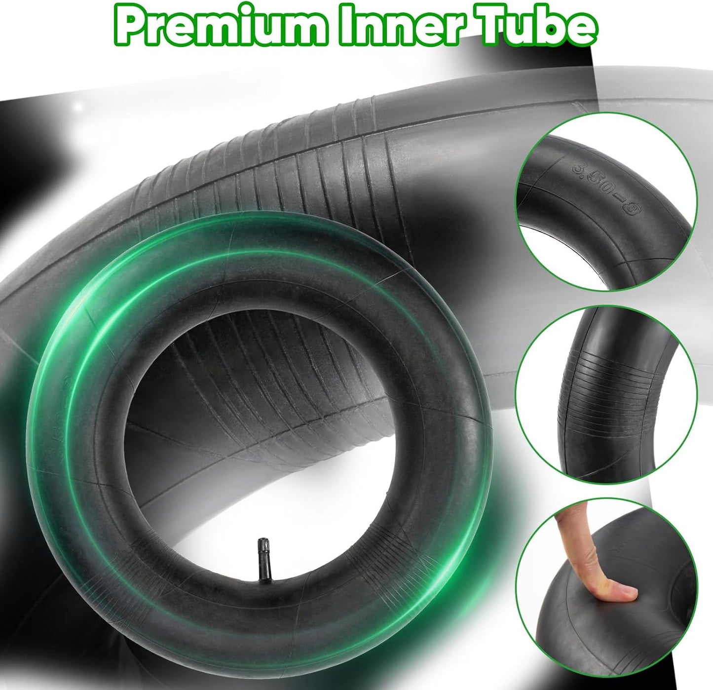 16x6.50-8 16x7.50-8 Inner Tubes, 2 Pack Heavy Duty Replacement Tire Inner Tubes with Straight Valve Stem for Wheelbarrow, Lawn Mower, Tiller, Tractor, Garden Cart, Golf Cart, Snow Throwers, etc