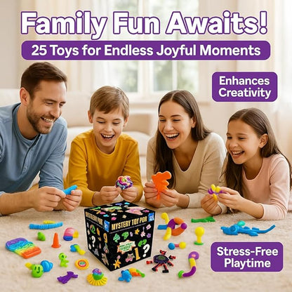 25-Piece Fidget Toy Variety Pack for Kids – Sensory Toys Bulk Set with Stress Balls, Pop Tubes, Squishies & More – Classroom Prizes, Party Favors, and Gifts for Boys & Girls